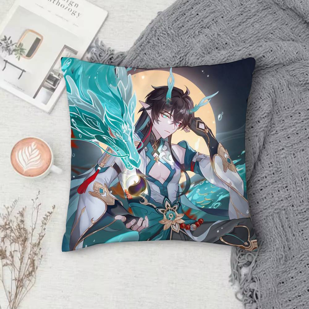 Honkai Series Anime Game Doublesided Printed Square Pillow Cover Decorative Cushion Cover for Sofa Bedroom Bedside