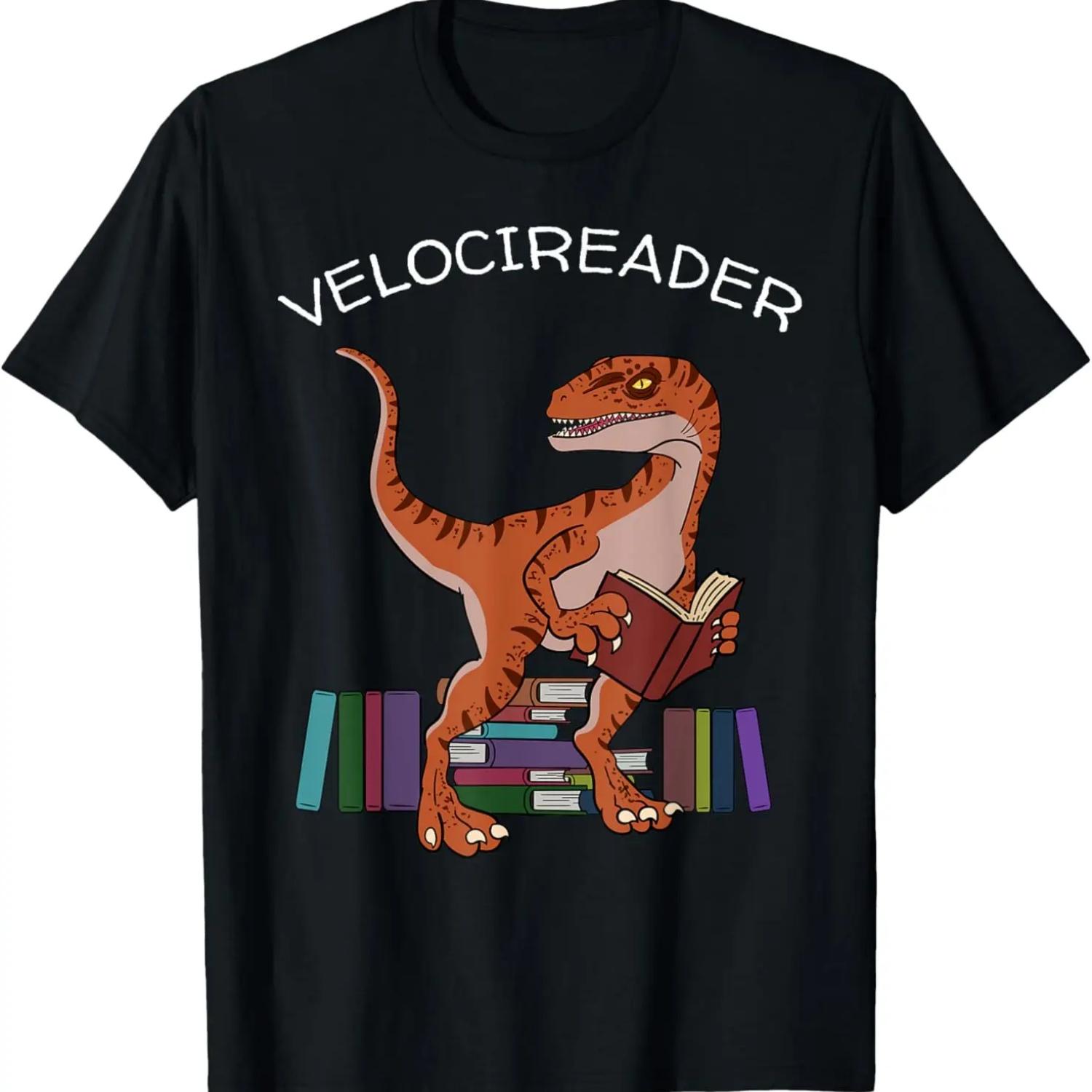 Velocireader Raptor Dinosaur T-Rex Bookworm Read Booklover T-Shirt XXXXXL чёрный