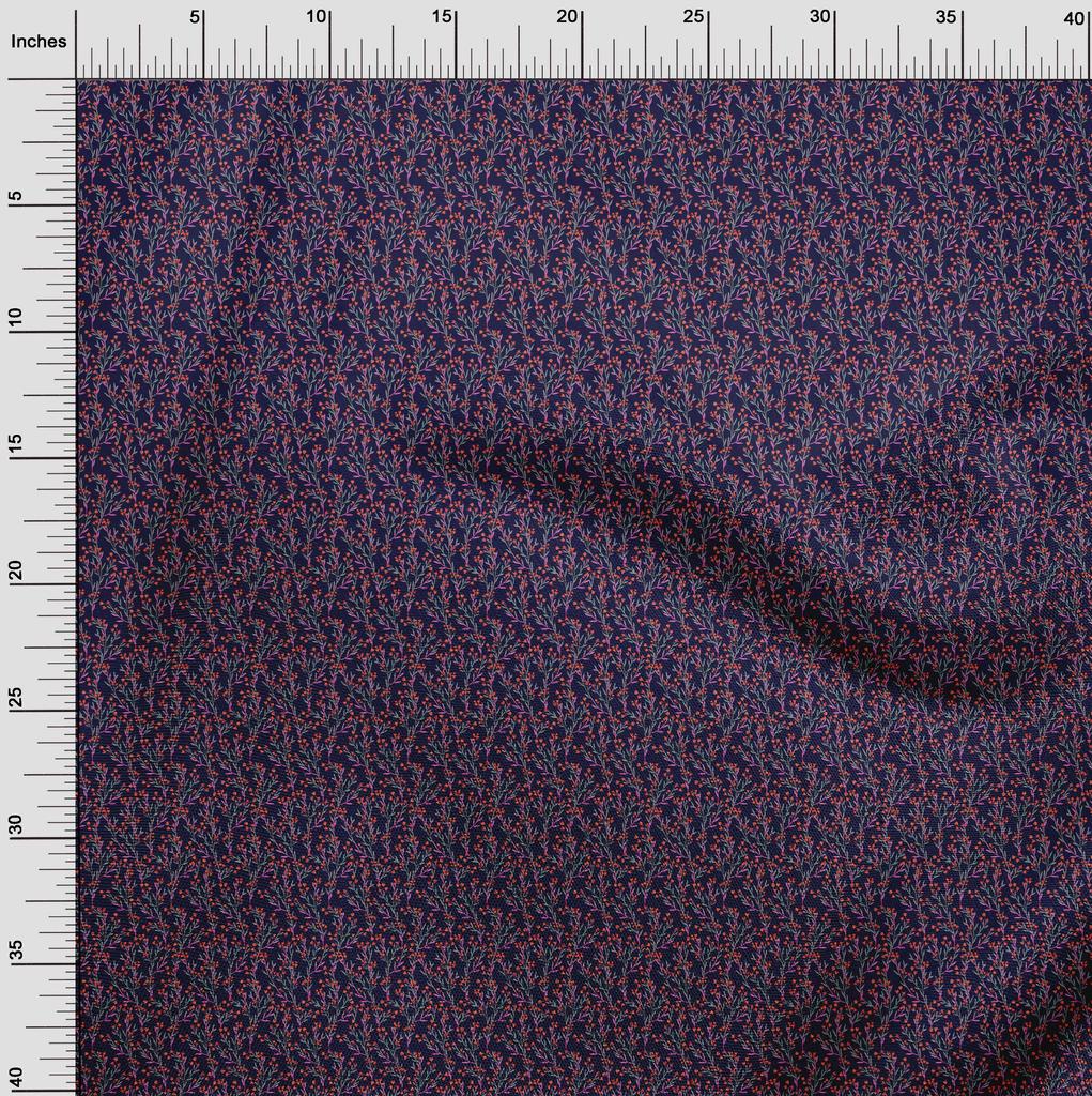 oneOone Cotton Flex Dark Blue Fabric Leaves Sewing Craft Projects Fabric Prints By Yard 40 Inch