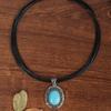 BLINGBAY Women's Pendant Necklace Bohemian Retro Ethnic Style Turquoise Necklace Female Personality Geometric Pendant Necklace Girl Birthday Gift
