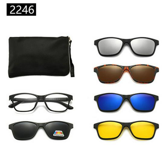 Cross-border TR90 Sunglasses Set: 1 Frame, 5 Polarized Lenses, Unisex, Trendy Driving with Pouch