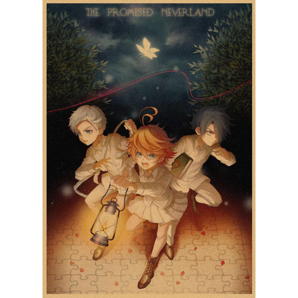 The Promised Neverland Anime Retro Kraft Paper Poster - Decorative Wall Art