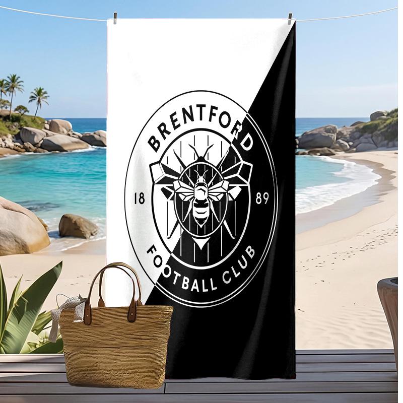 Asciugamano da Spiaggia con Stampa del Brentford Football, Asciugamano Grande Morbido ad Asciugatura Rapida per Spiaggia Campeggio Nuoto