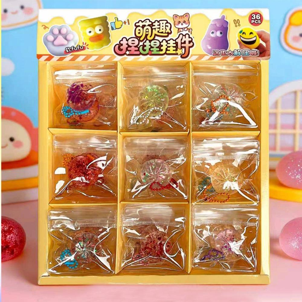 Food Shape Mini Dumplings Squishy Keychain Fidget Sensory Toy Squishy Crystal Bun  Kids Toy 36pcs Dumplings