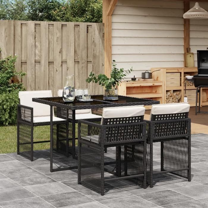 VidaXL Ensemble à Manger de Jardin avec Coussins 5 pcs, Table et Chaises à Dossier Rabattable, Meubles d'Extérieur Patio 3211614