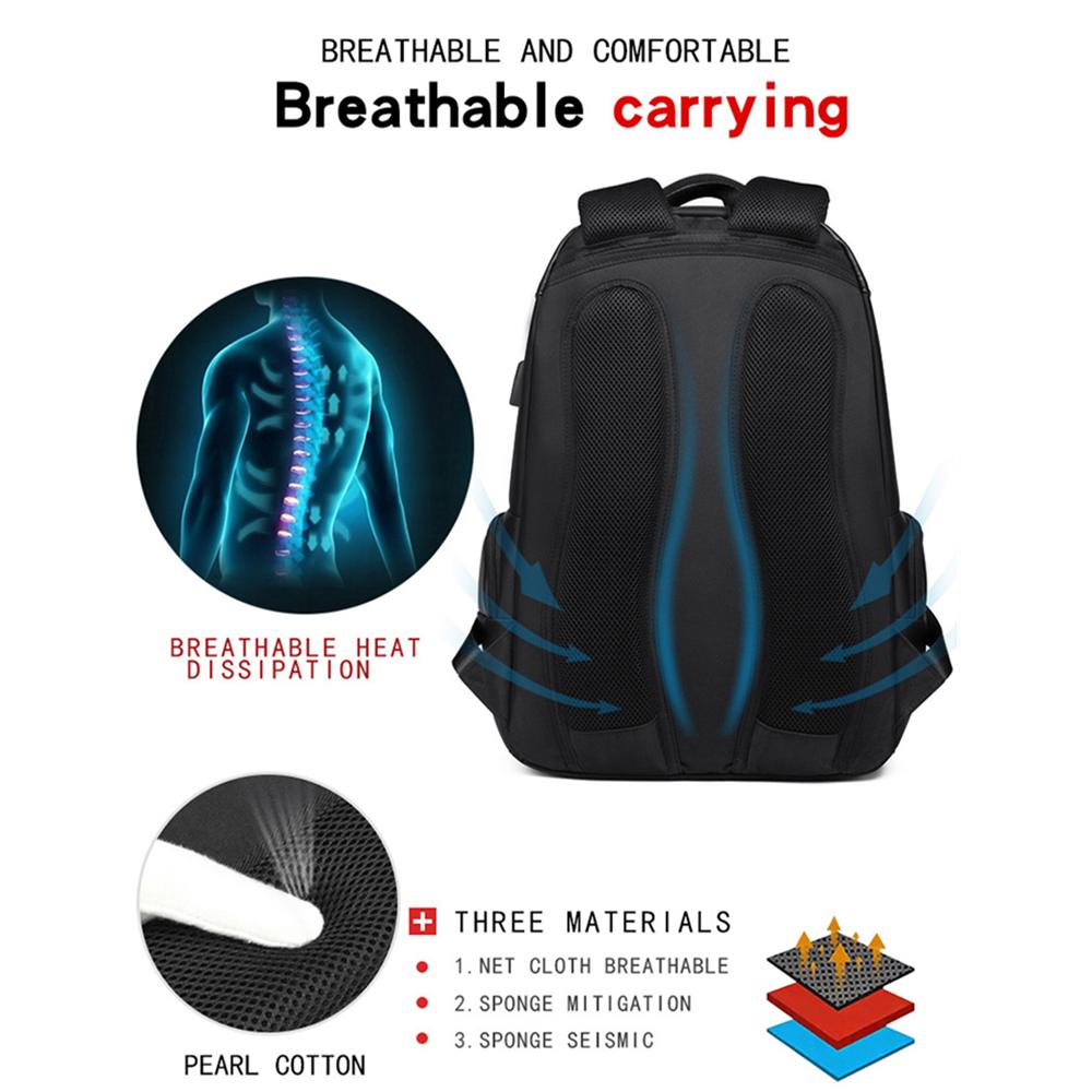 Backpack Men's Casual USB Men's Backpack Breathable Wear-resistant Business Computer Bag Travel Bag Student School Bag