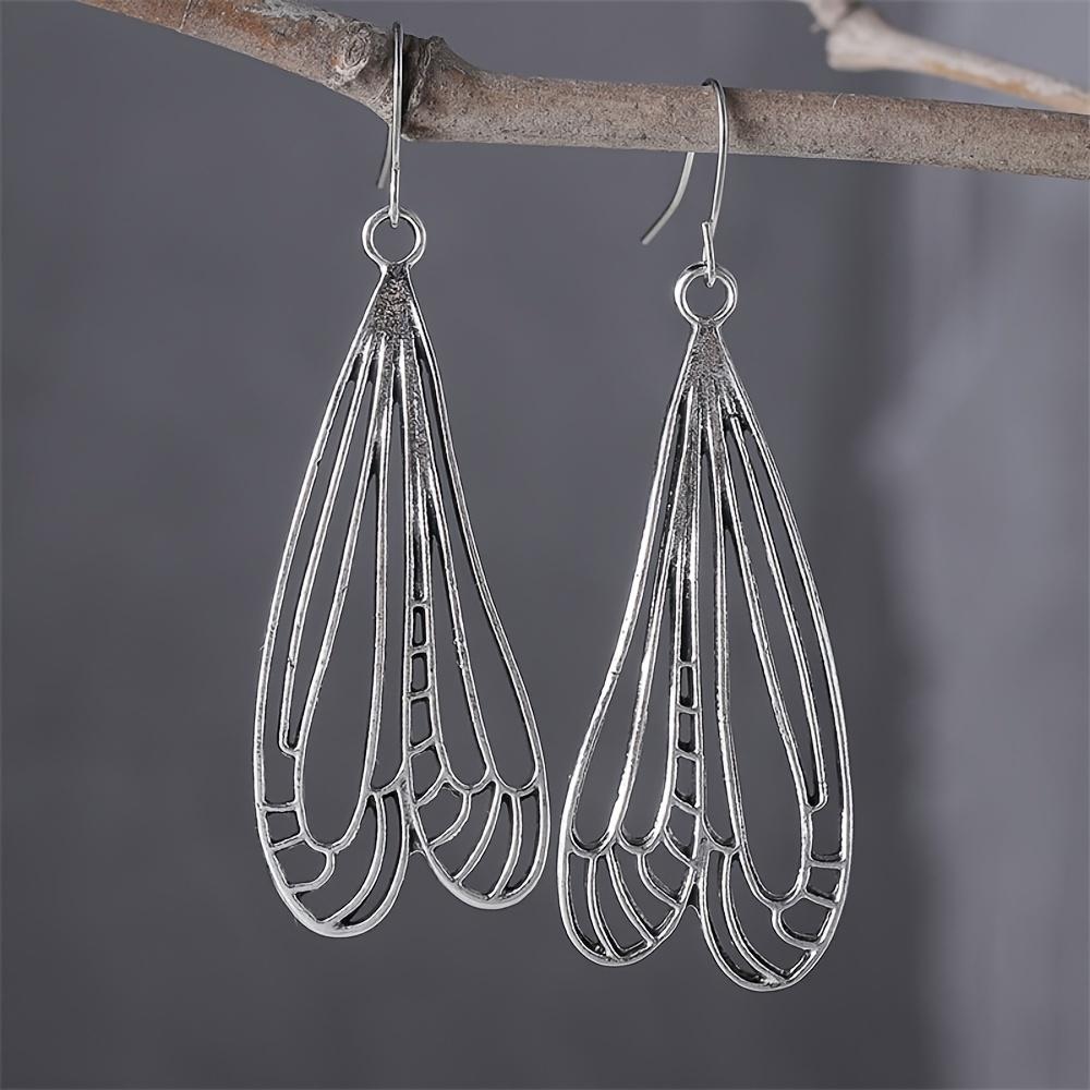 Einfache Wind Libellenflügel Hohl Ohrringe für Damen Legierung Silberbeschichtet Partner Freundin Geschenk Ohrringe Schmuck