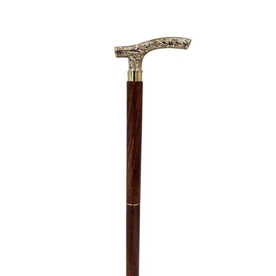 Handmade Brass Handle Wooden Walking Stick Cane