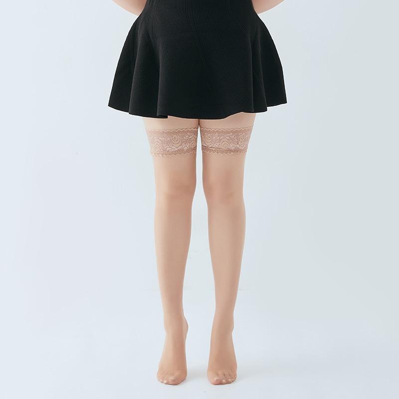 

Summer Ultra Thin Plus Size 100 Kg Sexy Lace Over The Knee Stockings Black Silk Women S Non-Slip Stockings Half Thigh Socks M
