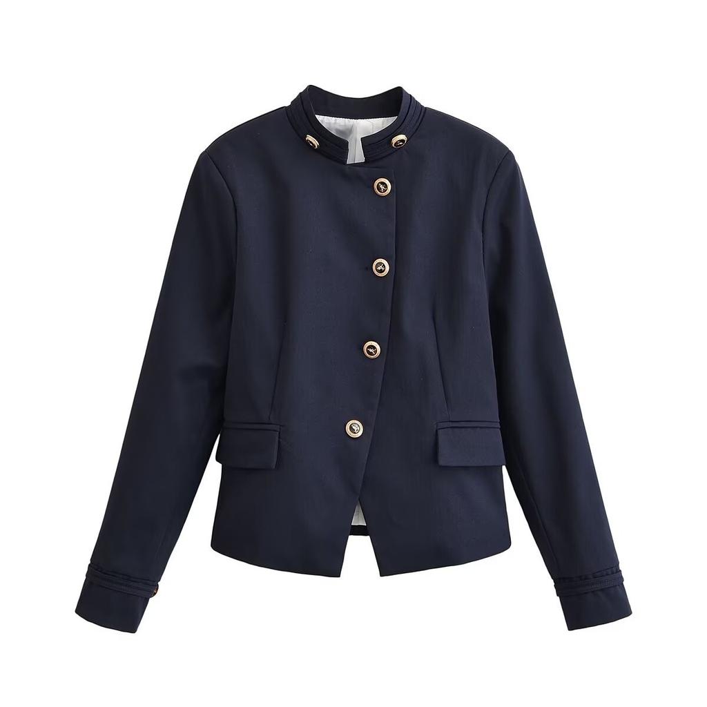 New stand-up collar gold buckle waist thin commuter suit jacket 2730564