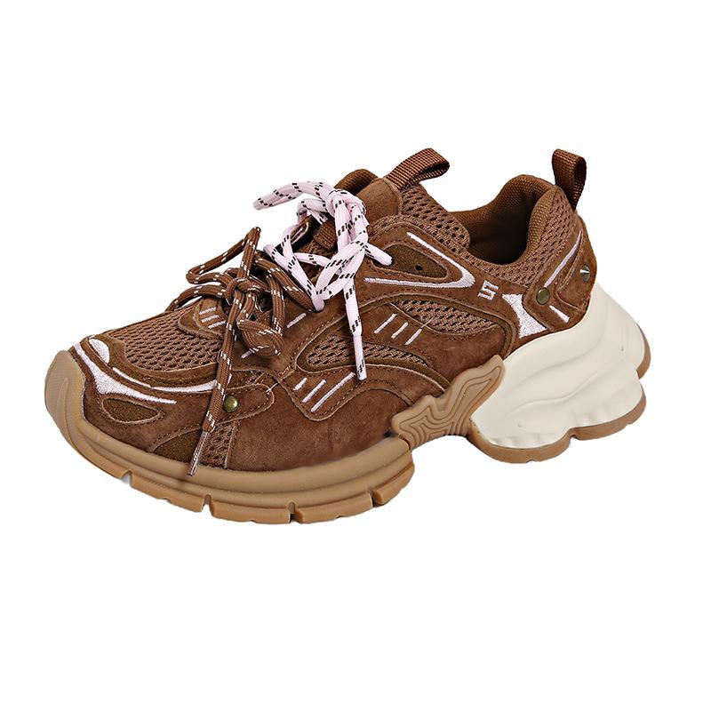 

Platform-soled dad shoes women s 2025 autumn new soft leather mesh breathable pair of shoelaces versatile casual sports shoes 35