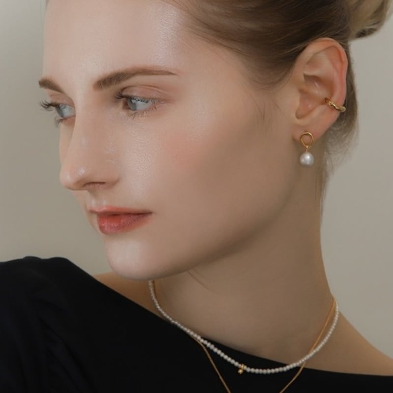 ozel Silver925 Fresh Water Pearl Pebble Earrings PS165E