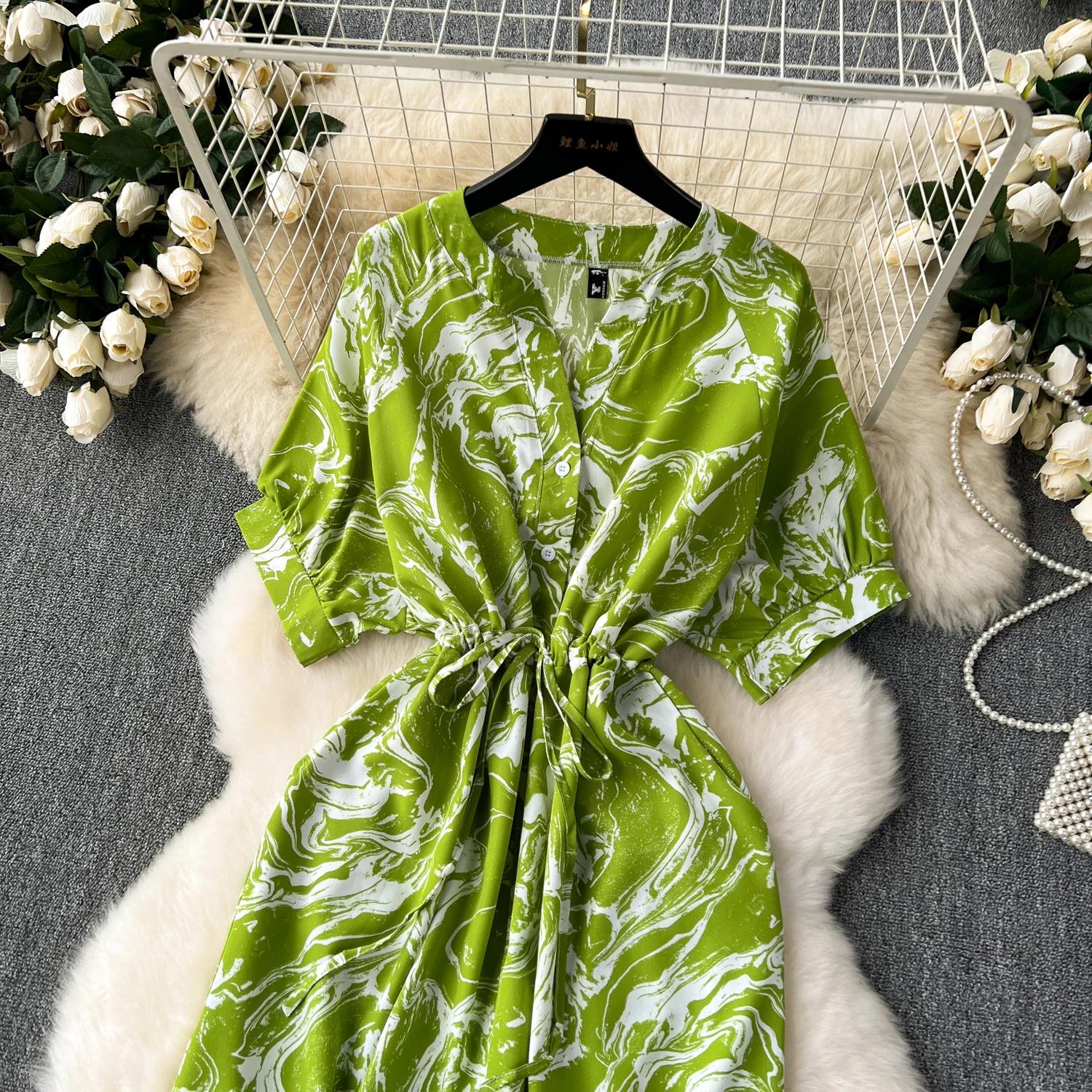 Летний повседневный женский комбинезон с широкими штанинами и принтом — фото 9