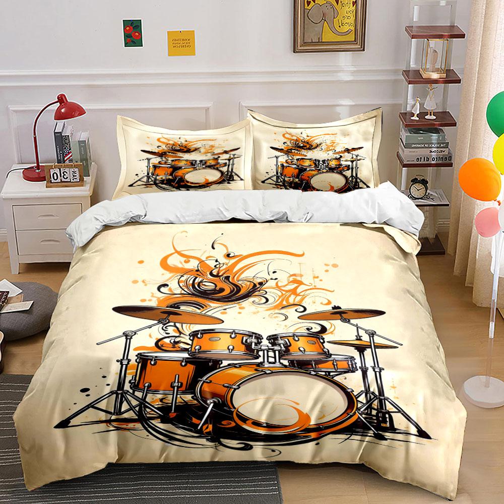 

Drum kit and flames. Bedding sets Duvet cover sets Duvet covers Pillowcases(1 * Duvet Cover 2 * Pillowcases, without duvet insert) 135x200cm