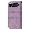 For iPhone 17 Air Case Wallet Skin-Touch Leather Imprinted Phone Cover with Wrist Strap