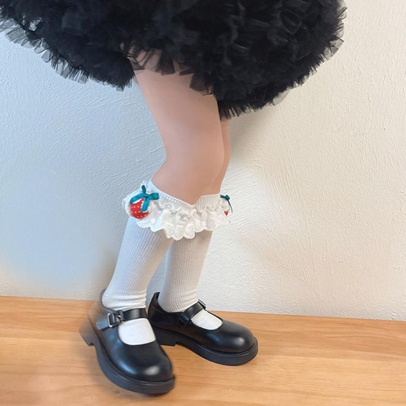 Lovely Embroidered Lace Socks for Girls Comfortable In Tube Socks Fashionable Socks for School Activities and Daily