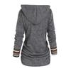 Women Ethnic Style Geometric Stripe Splicing Print Hooded Long Hoodie Sleeve Buttons Decor Mid-length Sweatshirt