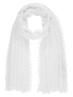 Women' Light Fringe Scarf, White Passigatti