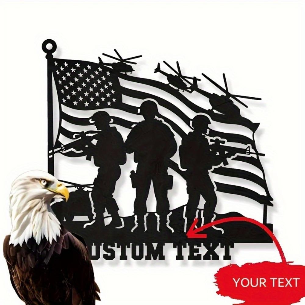 Custom Metal Bald Eagle & Ship Wall Art, Personalized Naval Patriotic Decor for Home, Rustic Hanging Gift for Foyer, Porch, Courtyard