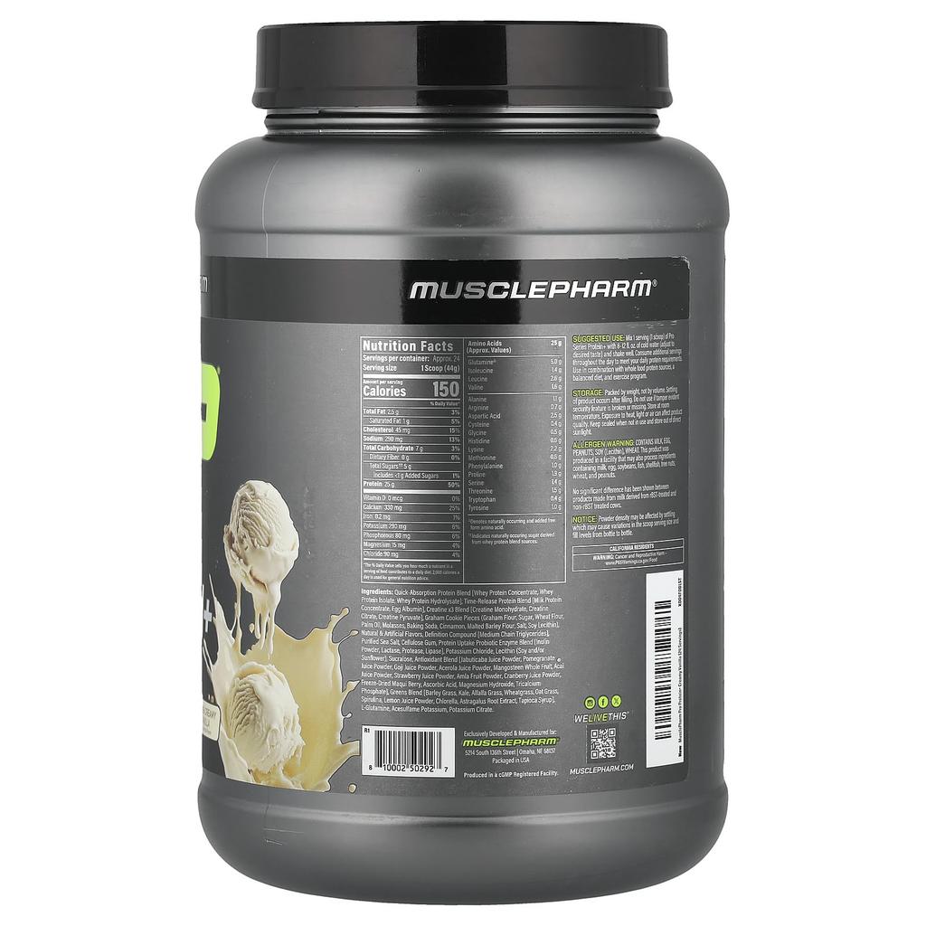 MusclePharm, Pro Series Protein+, Rich & Creamy Vanilla, 1.06 kg (2.3 lb)