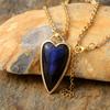 High Quality Fashion Light Luxury Simple Elongated Stone Love Pendant Gold-Plated Necklace Jewelry