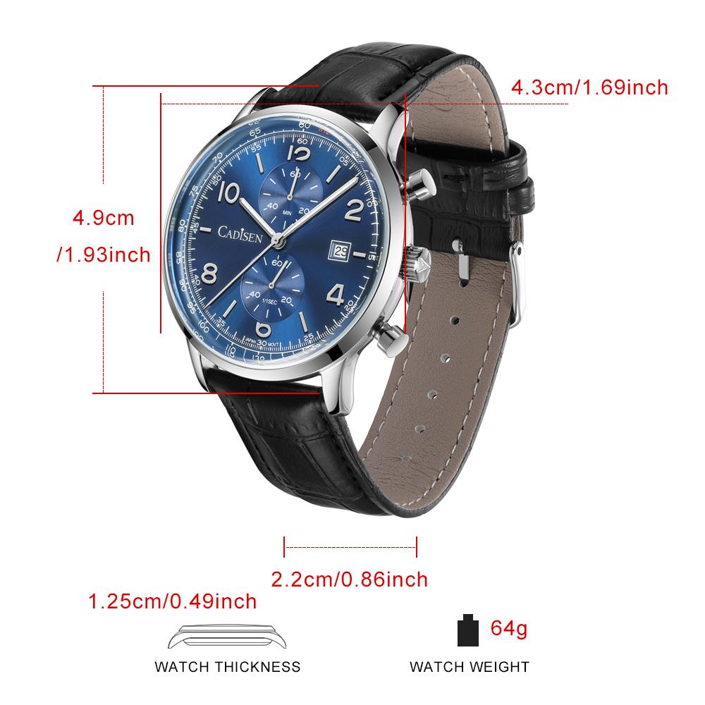 Men's Quartz Watch Multifunctional Three-Eye Six-Needle Casual Business Genuine Leather Men's Watch