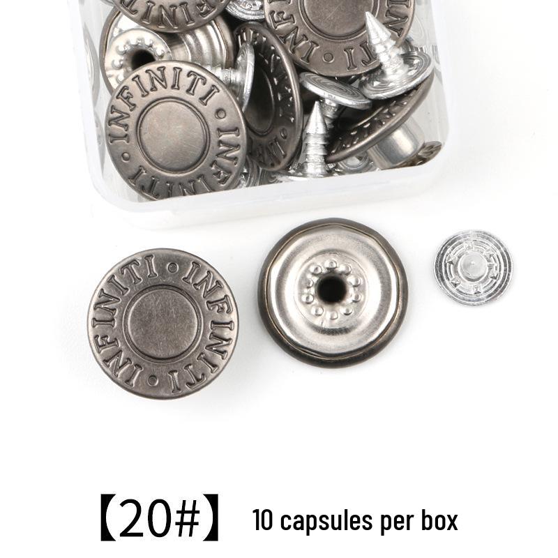 Metal Tack Buttons for Denim Jackets, Overalls, and Clothing - Men's, Women's, and Children's Apparel.