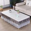 Waterproof Heat-resistant Table Cover Embroidered Lace Edge Leather Tablecloth Dining Table Chiffon Hem Oil Proof Dust Cover