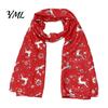 Soft Festive Neck Warmer Christmas Theme Scarf for Women, Glitter Sparkly Foil Reindeer Winter Print Scarves, Lightweight Shawl Wrap Fall Daily