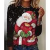 Fashion Women's Crew Neck Long Sleeve 3D Casual Color Printing Casual Long Sleeve Crew Neck T-Shirt
