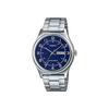 Casio MTP-V006D-2B Men's Stainless Steel Easy Reader Blue Dial Day Date Analog Dress Watch
