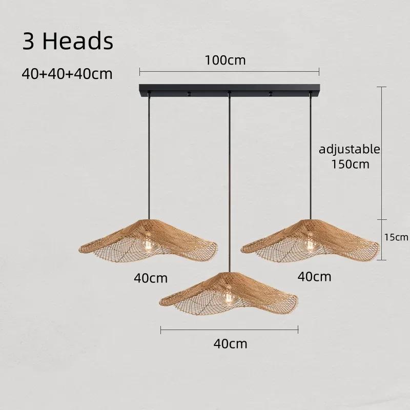 Japanese Retro Rattan Lamp Restaurant Chandelier Coffee Shop Restaurant Loft Home Decor Hanging Rattan Straw Hat Pendant Light