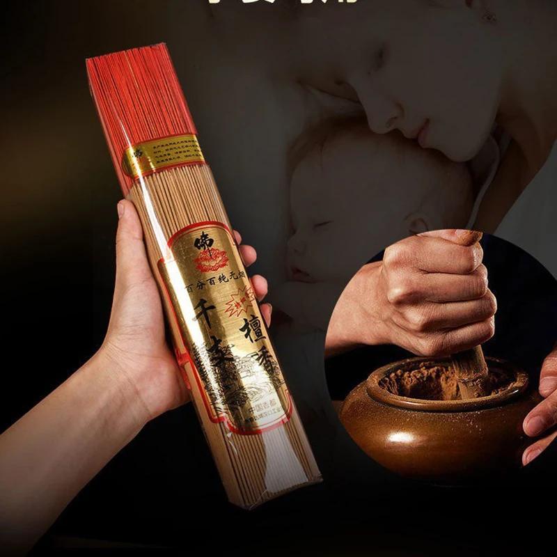 Natural 1000sticks Elegant Household Sandlwood Incense Sticks Light Smokeless Buddha Worship God of Wealth Bamboo Stick Incense