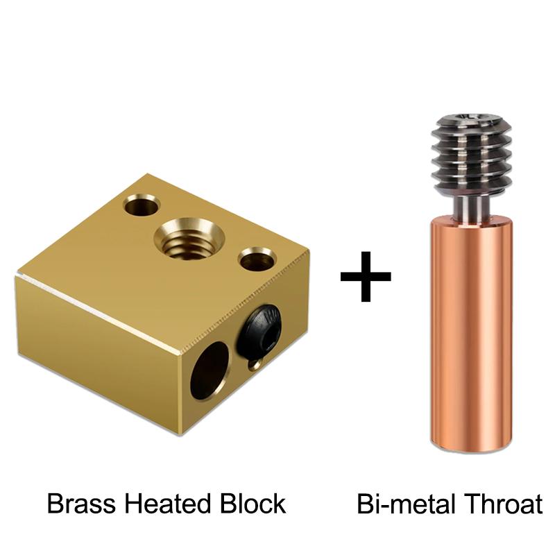 3D Printer Parts Aluminum Brass Plated Copper CR10 Heated Block Bi-Metal Throat Kit for Ender 3 CR10 Extruder Hotend Kit Parts