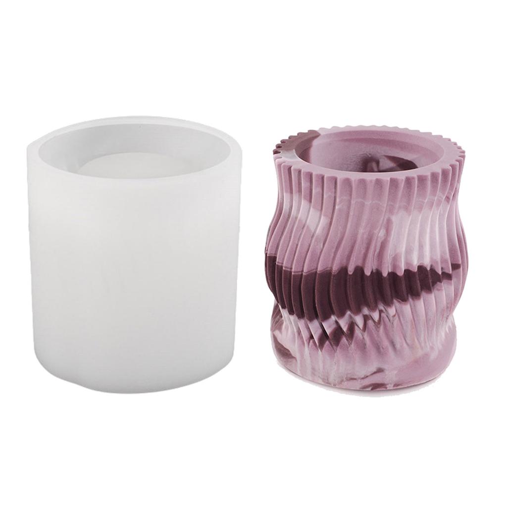 Striped Cylinder Candlestick Molds Cylinder Candle Holder Molds for Making Candlestick Tealight Holder Room Decorations