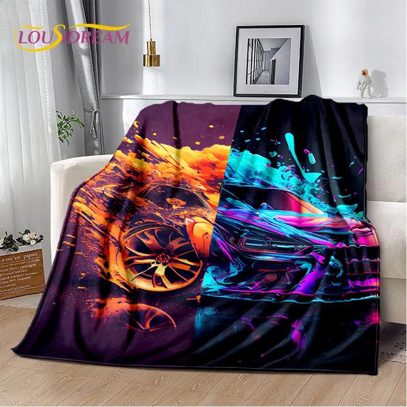 3D Racing Car Soft Plush Blanket,Flannel Blanket Throw Blanket for Living Room Bedroom Bed Sofa Picnic Hiking Leisure Napping