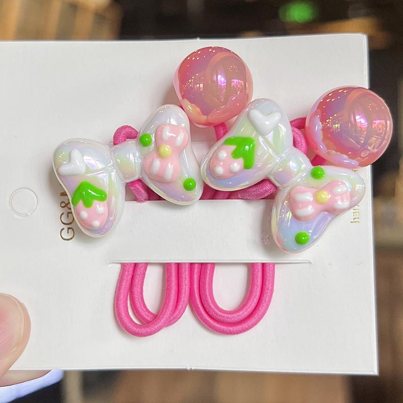 1 Pair  New Cute Hand Drawn Graffiti Bow Princess Headwear Kids Elastic Hair Bands Children Hair Ropes Girls Hair Accessories