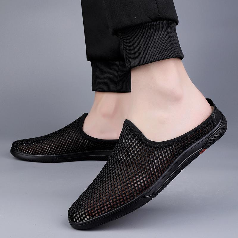 Fashion Italian Men Air Cushion Mesh Sports Shoes Outdoor Walking Sneakers Fashion Antiskid Soft Bottom Slippers Flat Designer Loafers