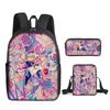 Mode Nouveauté Luxe tour à pizza Impression 3D 3 pièces/Ensemble élève Sacs d'école Sac à dos pour ordinateur portable Sac à dos Sac à bandoulière incliné Trousse à crayons