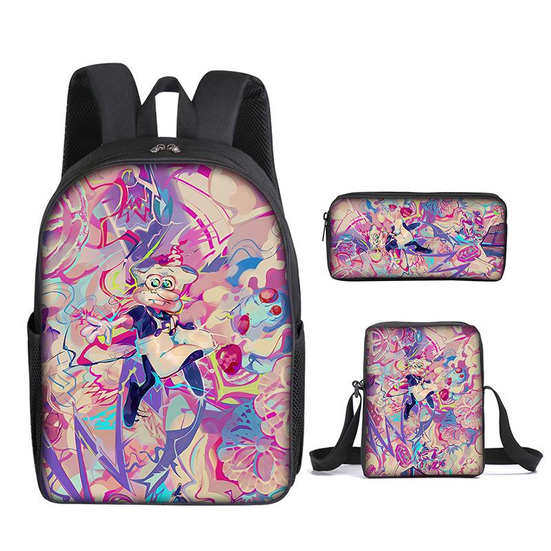 Mode Nouveauté Luxe tour à pizza Impression 3D 3 pièces/Ensemble élève Sacs d'école Sac à dos pour ordinateur portable Sac à dos Sac à bandoulière incliné Trousse à crayons