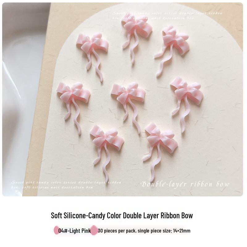 3D Flowing Ribbon Bow Nail Art: Black, White, Pink, Blue, Purple Rhinestone Embellishments