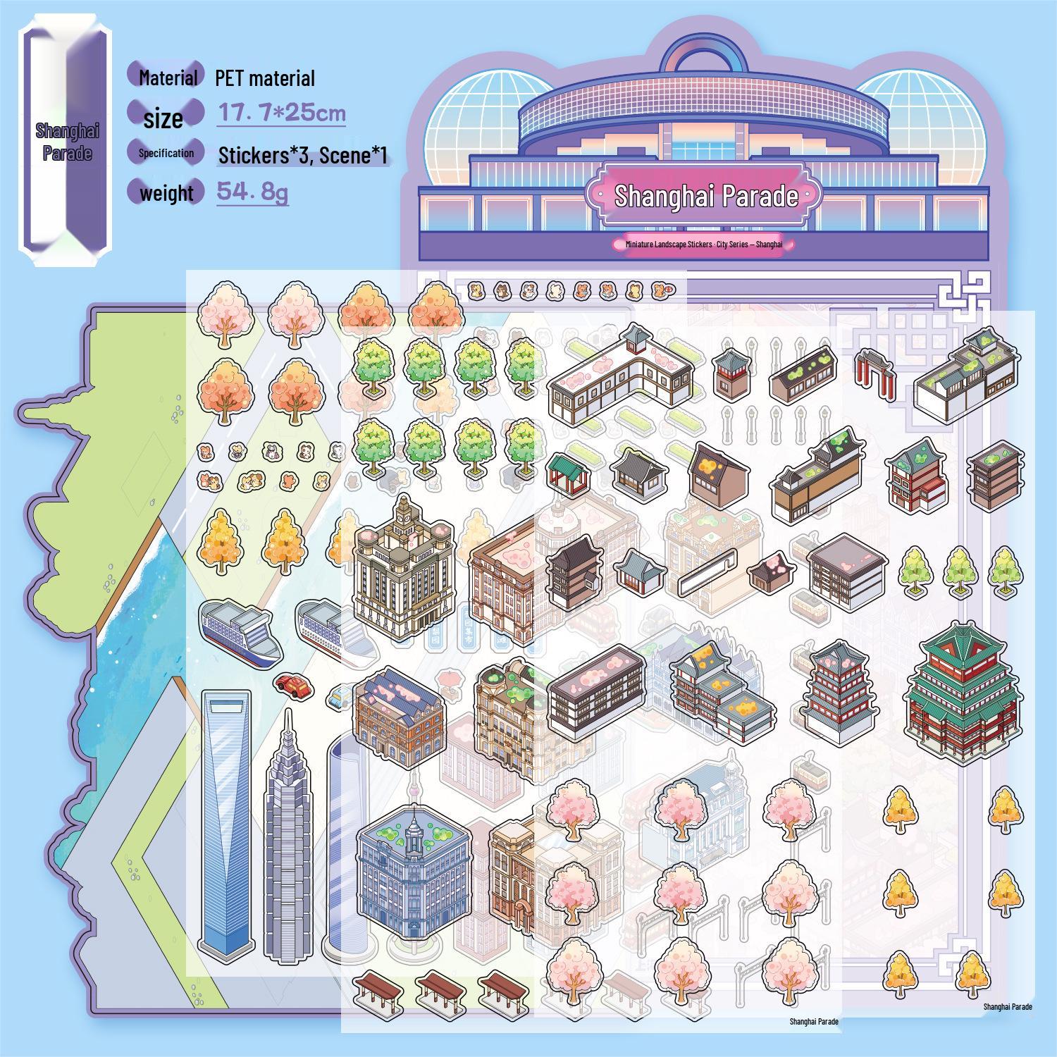 Yuxianpet City Series 3D Suzhou House Stickers for Children s Journals