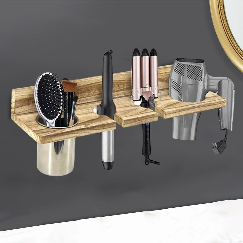 Hair Blow Dryer Rack Hanger Stylish Wood Practical Storage Tool Organizer for