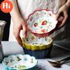 Hi Nordic Simple Hand Painted Ceramic Salad Cake Bowl Colorful Porcelain Soup Fruit Bowl Lace Rice Dessert Snack Bowl Tableware