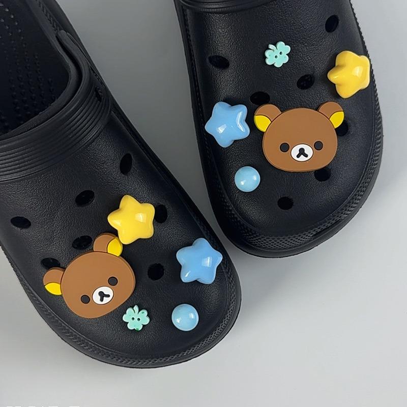 10PCS Fashion Shoe Charms Set Accessories Hole Shoe Buckle Cute Little Bear Star DIY 3D Shoes Decorations Kids Party Gift
