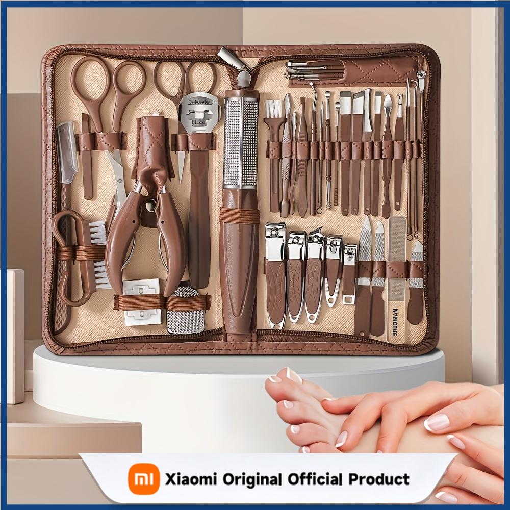 Xiaomi 42pcs Set Brown Stainless Steel Nail Clipper Set Anti Splash Manicure Tools Home Portable Beauty Kit Foot Trimming Knife
