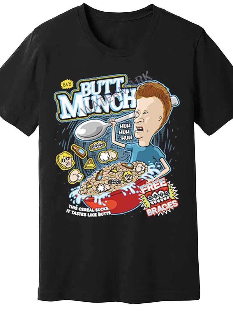 Bevis and Butterhead Butt Munch Graphic Men s Casual Cotton T-Shirt, Black, Sh S