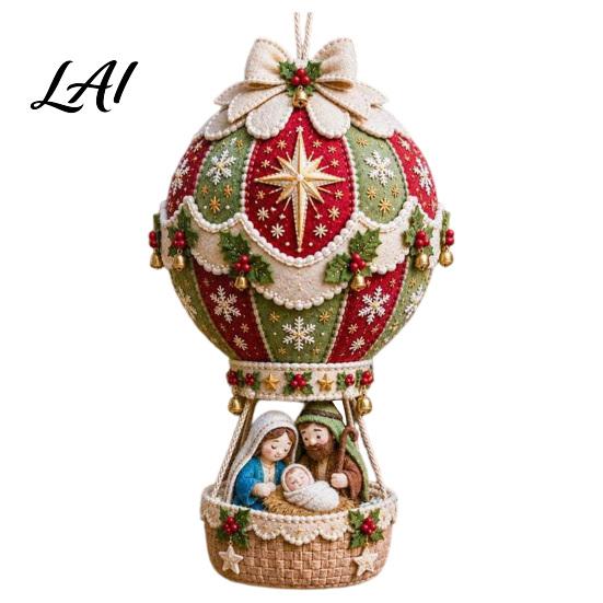 Holiday Handmade Gift Sets DIY Christmas Hot Air Balloon Hanging Ornament Kit 3D Fabric Craft Festive Home Decor Ornaments Project with Santa