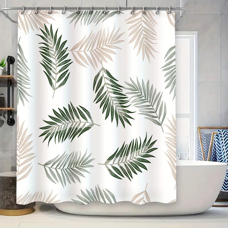 

Green Leaves Shower Curtain Home Decoration Waterproof Bathroom Decorative Curtains White Green Floral Bath Tubs Printing Shower W60H190(CM)-1 Pcs