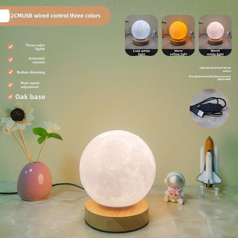 Rotating Moon Lamp Night Light—Creative Bedside Atmosphere Lamp for Bedroom or Desk